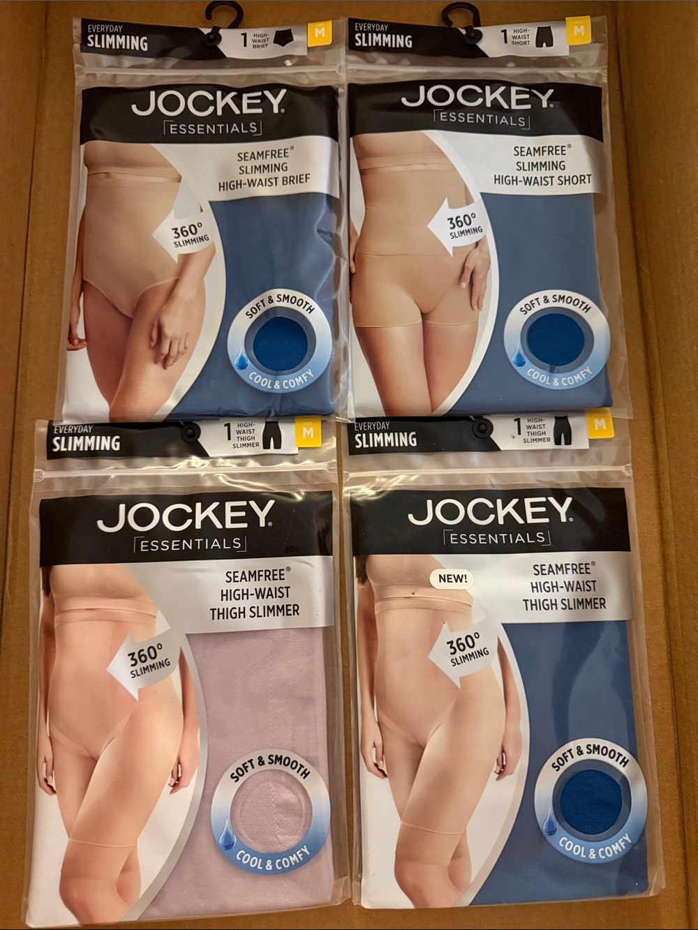 Jockey Essentials Seamfree High-Waist Slimming Briefs – Blue & light pink 4 pack